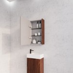Brown Oak Fluted Mirror Cabinet 450